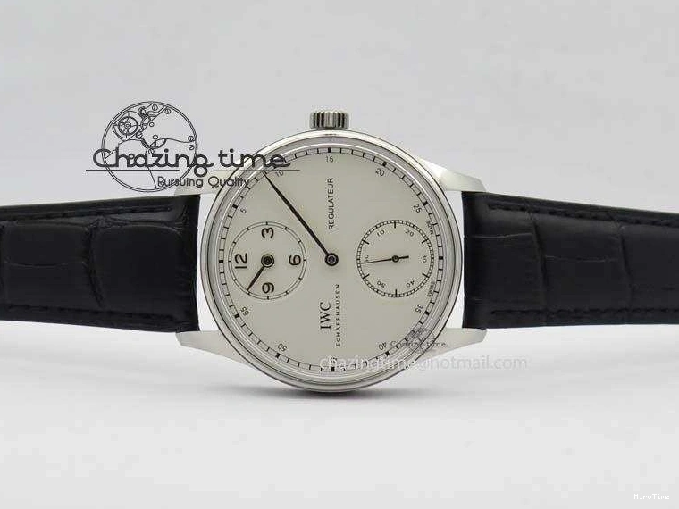 MIROTIME 0127 Effortless Portuguese IW544404 SS White Dial On Black Leather Strap A 7257